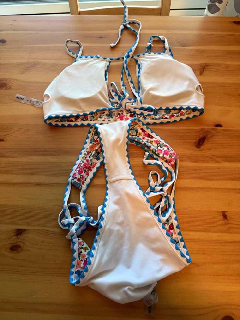 Bikini with Multicolor Floral Blue Trim - Picture 3 of 4